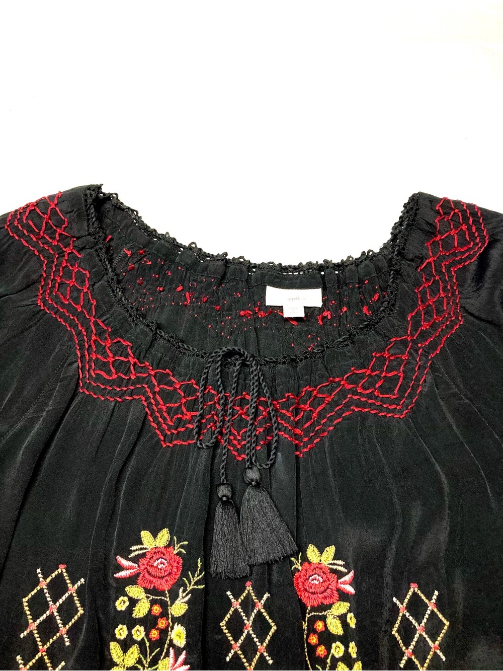EUC J. Jill Bohemian Tasseled Floral Tunic - Picture 7 of 10
